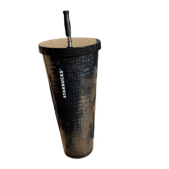 Starbucks BLING! silver & black sequins tumbler cold beverage cup 24 ounce - Picture 8 of 14
